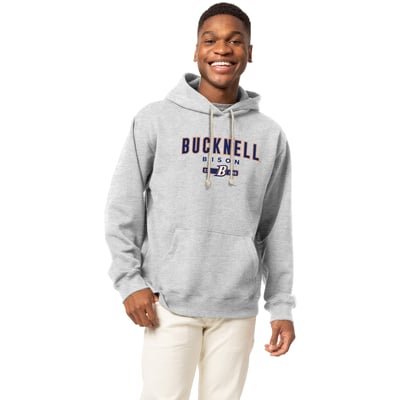  Bucknell Bison League Collegiate Wear Essentials 2.0 Fleece Pullover Hoodie - Heather Gray